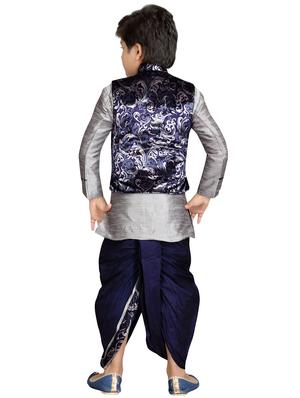 grey velvet dhoti kurta sets - 16333856 - Standard Image - 3