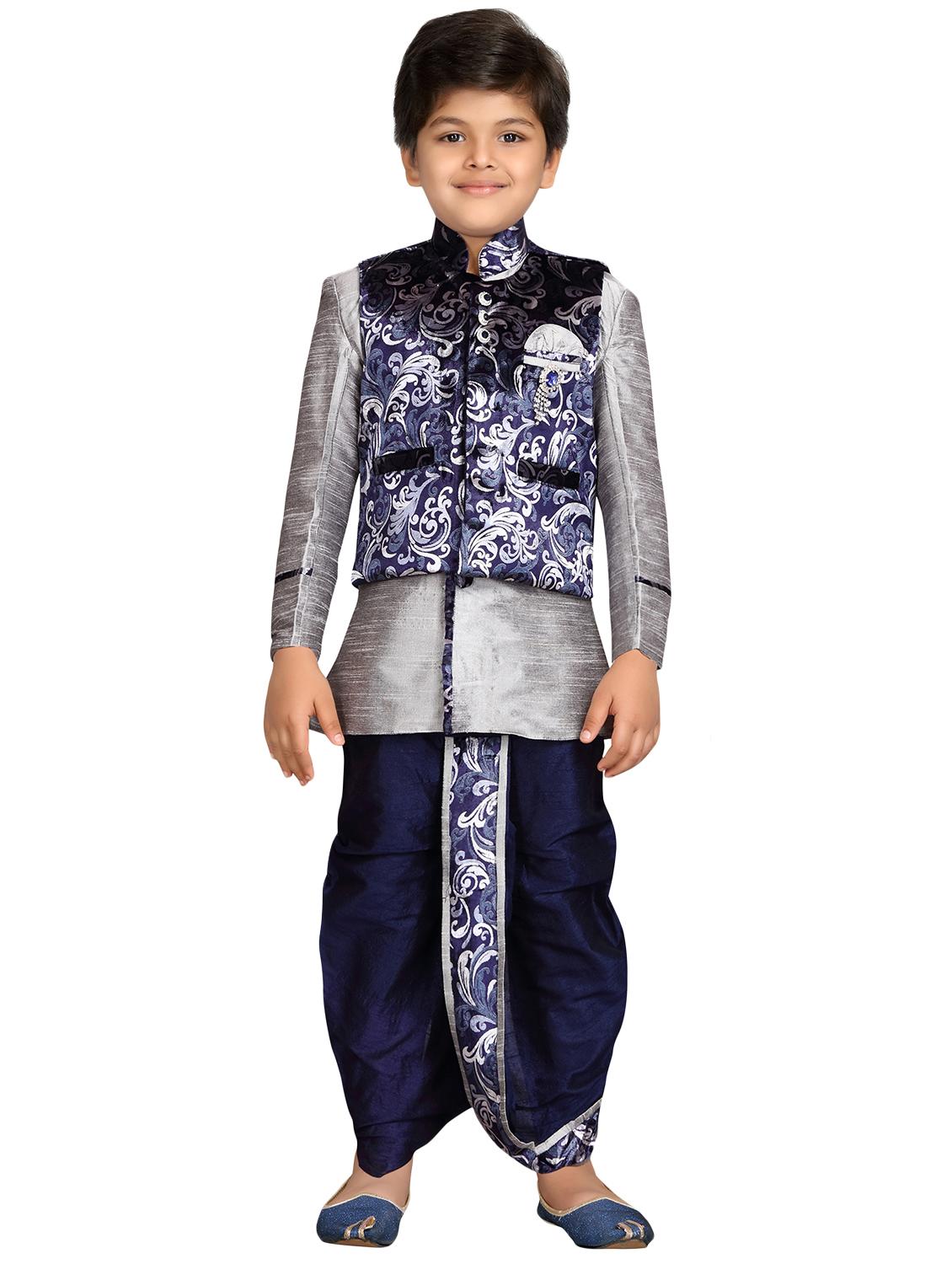grey velvet dhoti kurta sets - 16333856 - Zoom Image - 1