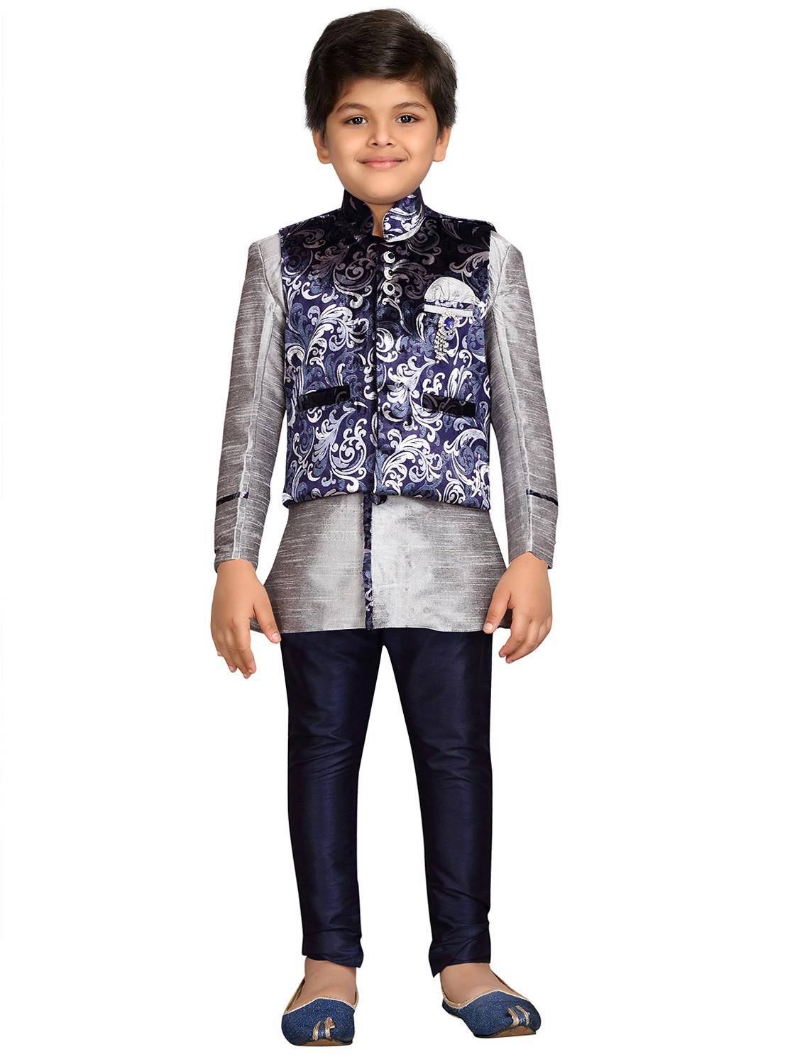 grey velvet dhoti kurta sets - 16333856 - Zoom Image - 4