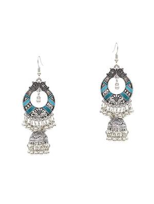 blue zinc drop earring - 16334002 - Standard Image - 2