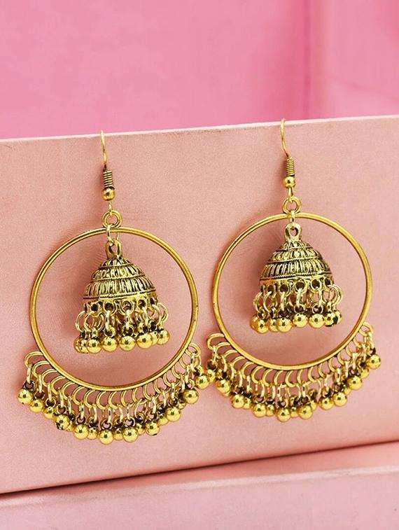 gold zinc drop earring - 16334004 - Zoom Image - 1