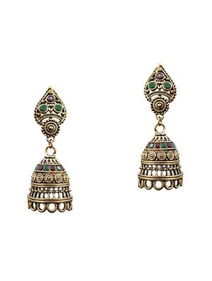 gold zinc jhumka earring - 16334007 - Standard Image - 2