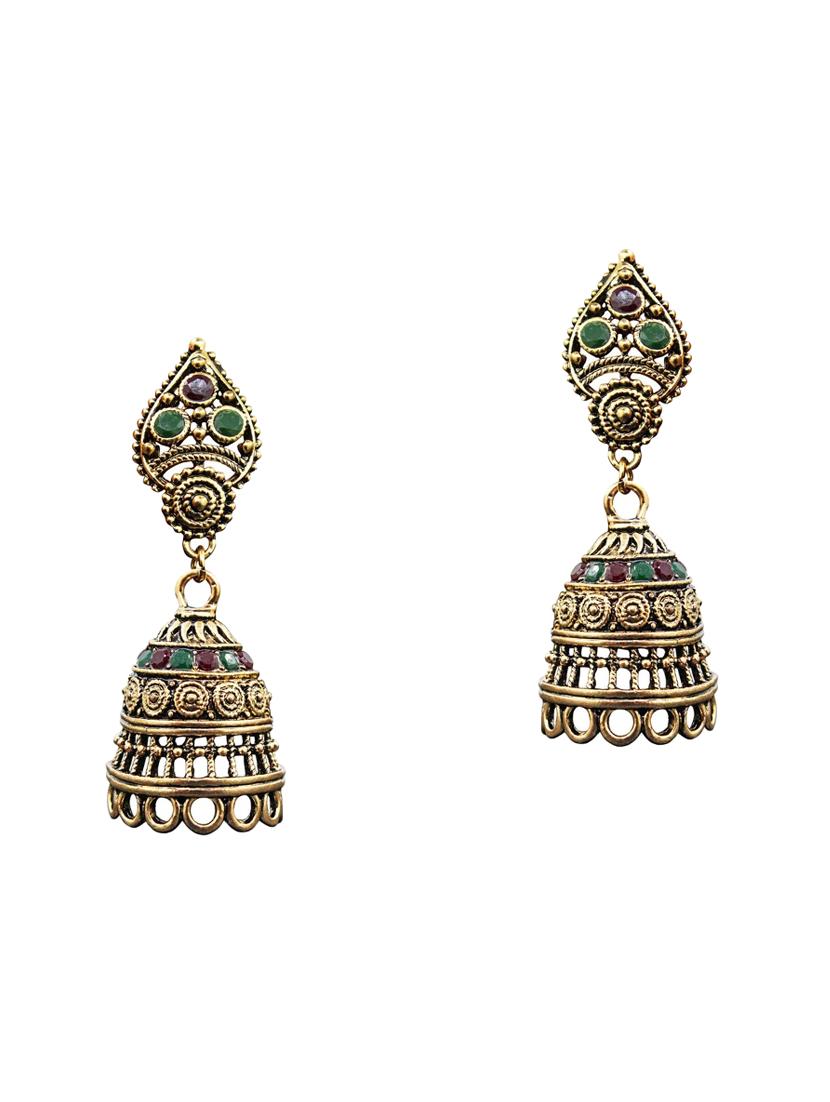 gold zinc jhumka earring - 16334007 - Zoom Image - 2