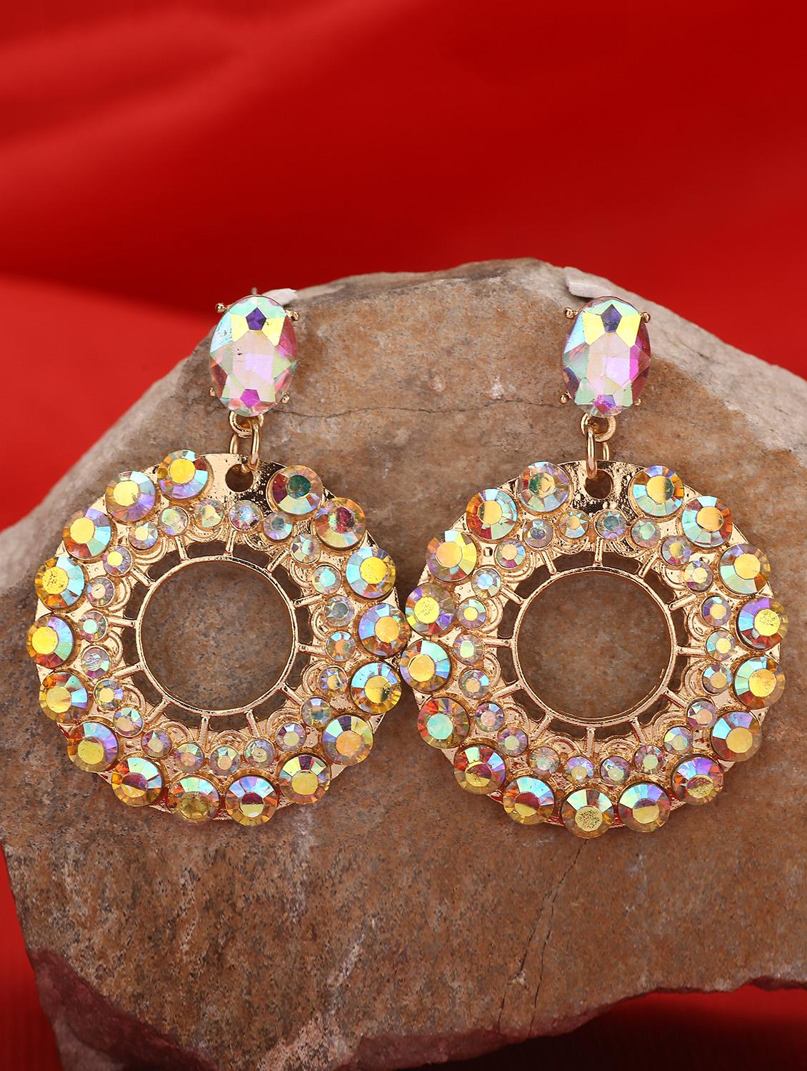 gold zinc drop earring - 16334013 - Zoom Image - 1