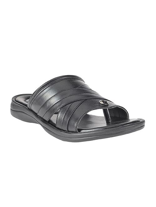black leatherette slip on sandals - 16334034 - Standard Image - 1