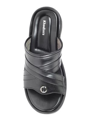 black leatherette slip on sandals - 16334034 - Standard Image - 4