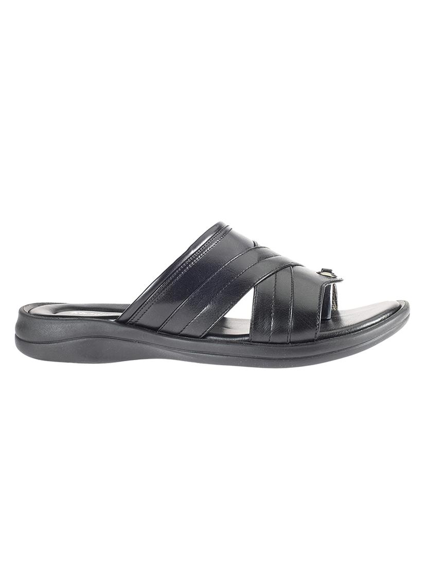 black leatherette slip on sandals - 16334034 - Zoom Image - 2