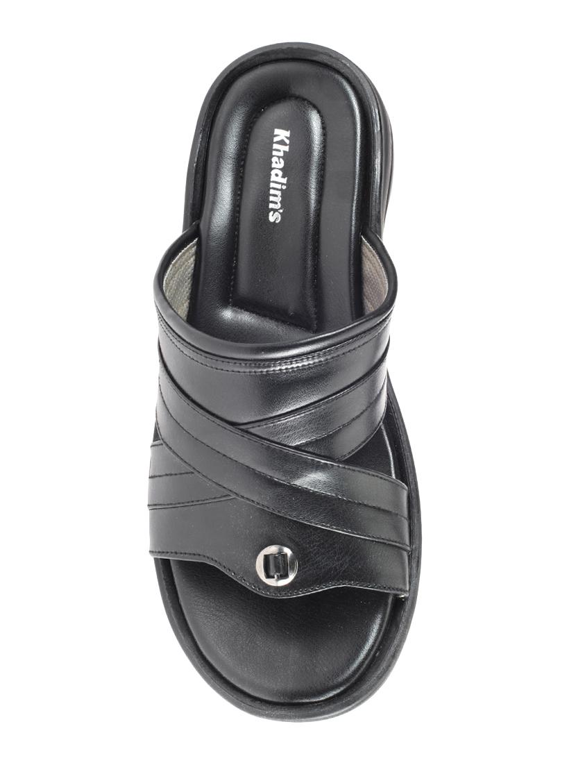 black leatherette slip on sandals - 16334034 - Zoom Image - 4