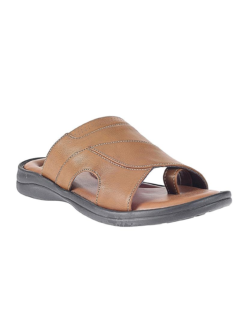 tan leatherette slip on sandals - 16334039 - Zoom Image - 1