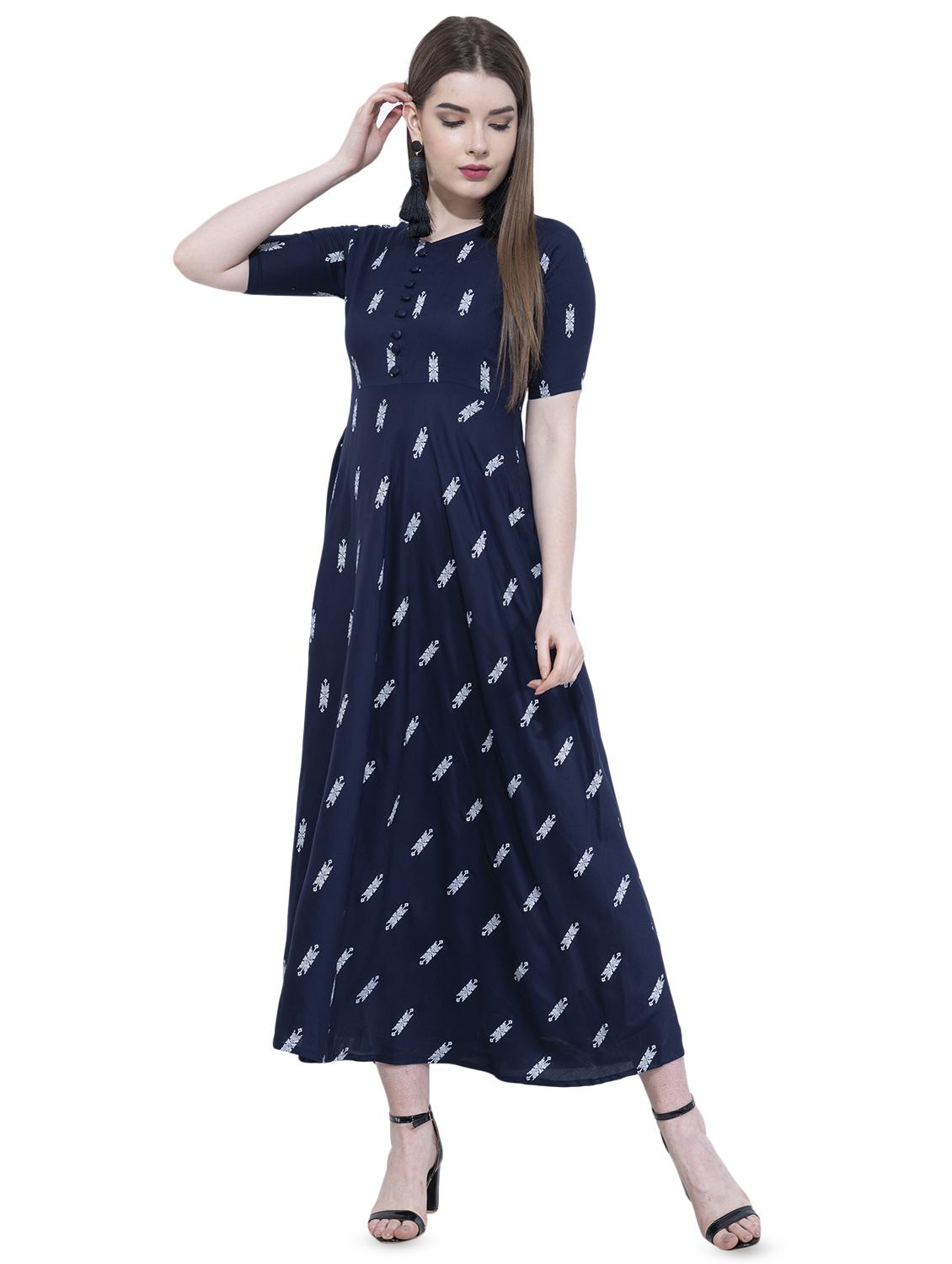 geometrical printed flared ethnic dress - 16334747 - Zoom Image - 1