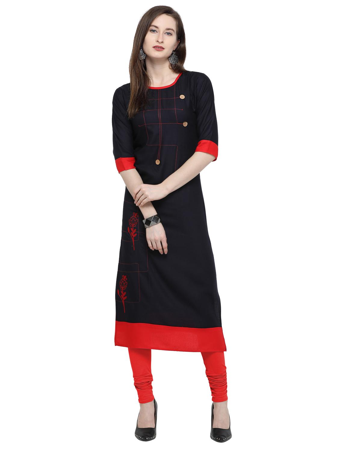 color block straight kurta - 16334904 - Zoom Image - 1