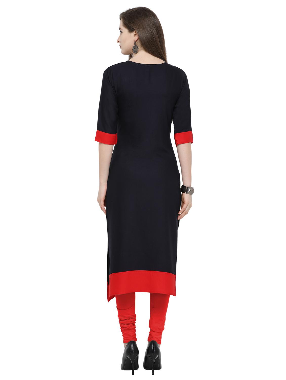 color block straight kurta - 16334904 - Zoom Image - 3