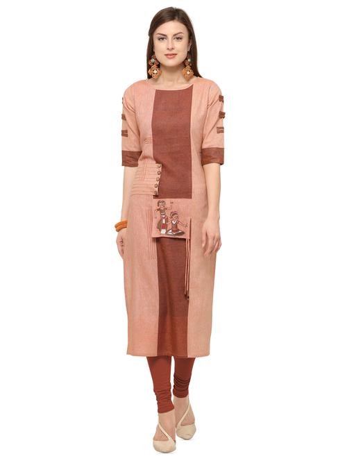 patchwork printed straight kurta - 16334913 - Standard Image - 1