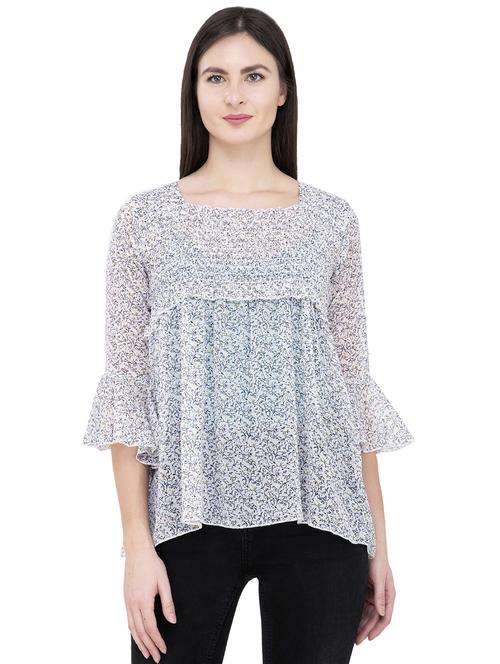 smocked detail bell sleeved top - 16335307 - Standard Image - 1