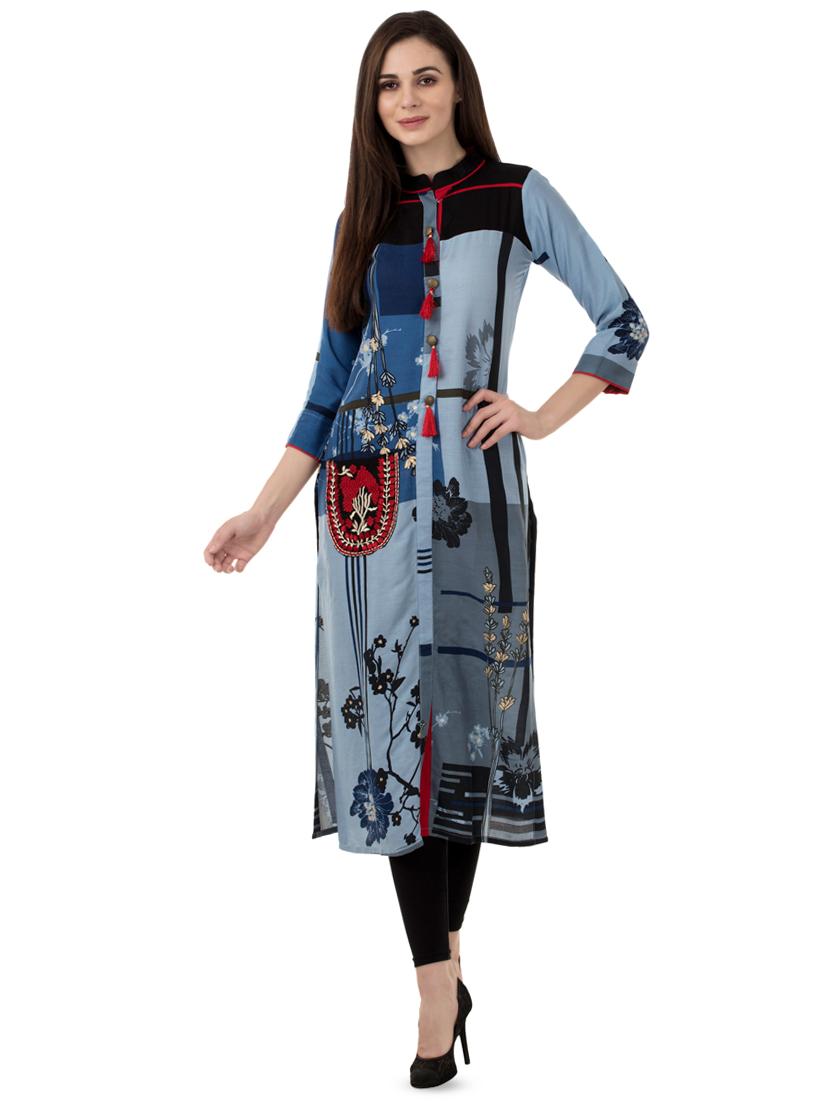 printed tassels detail straight kurta - 16335675 - Zoom Image - 1