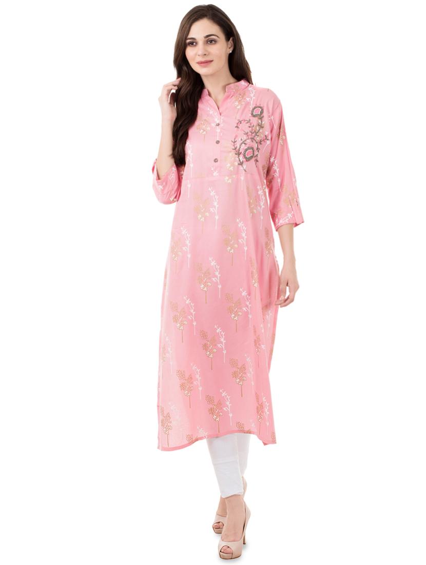 block printed straight kurta - 16335706 - Zoom Image - 1