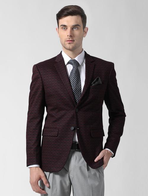red printed single breasted casual blazer - 16336157 - Standard Image - 1