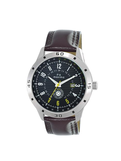 maxima black dial analog watch for men - o-52021lmgi - 16337272 - Standard Image - 1