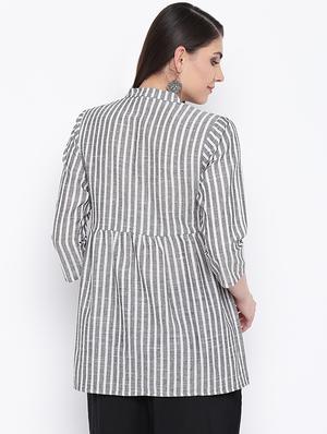 striped a-line kurti - 16337359 - Standard Image - 3