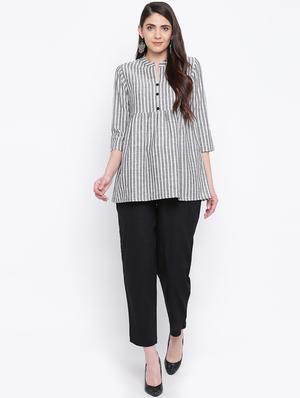 striped a-line kurti - 16337359 - Standard Image - 4