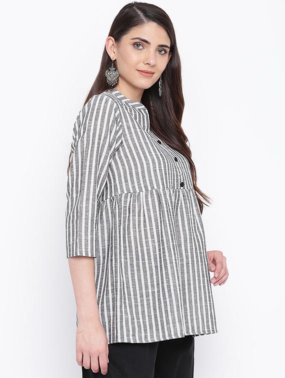 striped a-line kurti - 16337359 - Zoom Image - 2