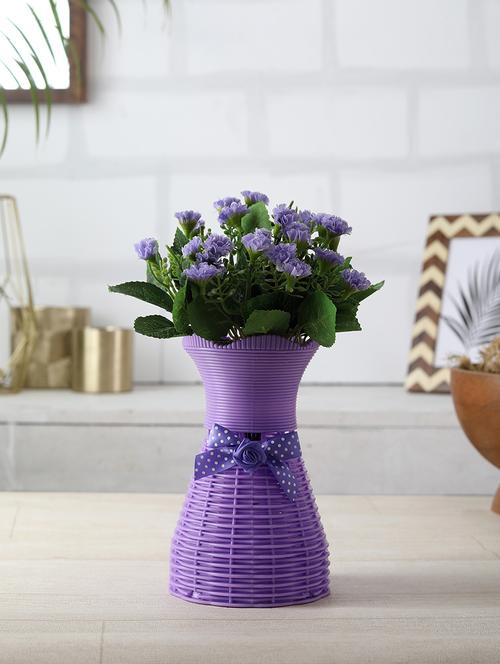 foliyaj artificial purple marigold flower bunch with vase - 16337714 - Standard Image - 1