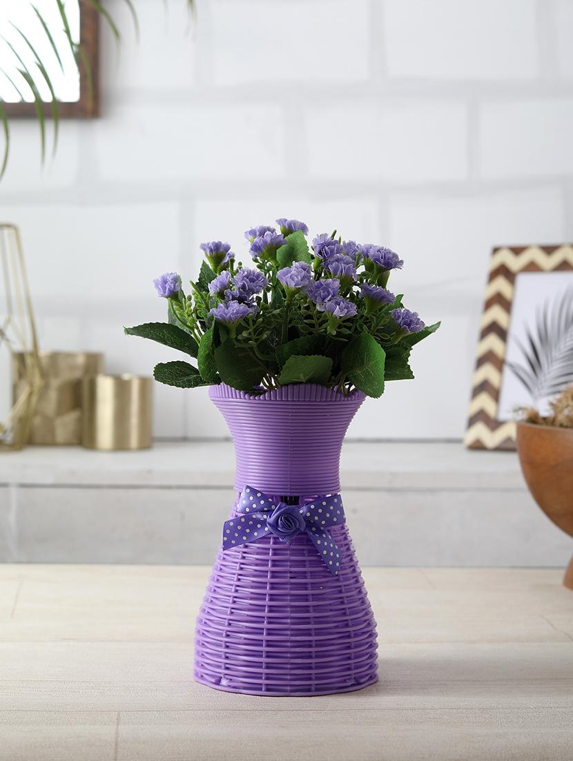 foliyaj artificial purple marigold flower bunch with vase - 16337714 - Zoom Image - 1