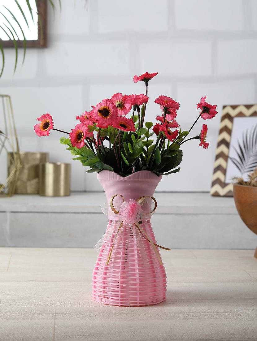 foliyaj artificial pink daisy flower bunch with vase - 16337719 - Zoom Image - 1