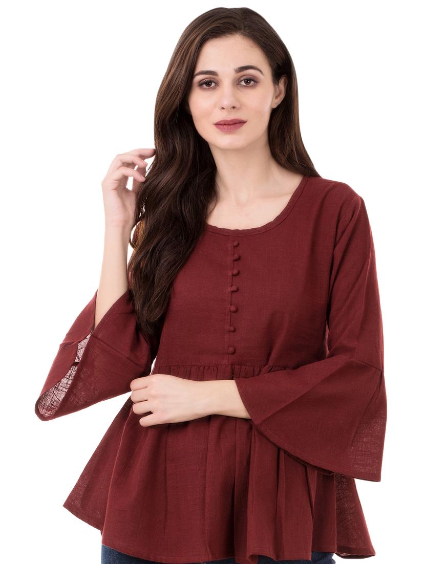 bell sleeved gathered top - 16339640 - Zoom Image - 1