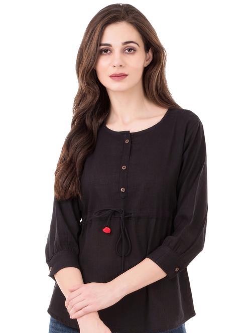 pom-pom detail drawstring top - 16339716 - Standard Image - 1