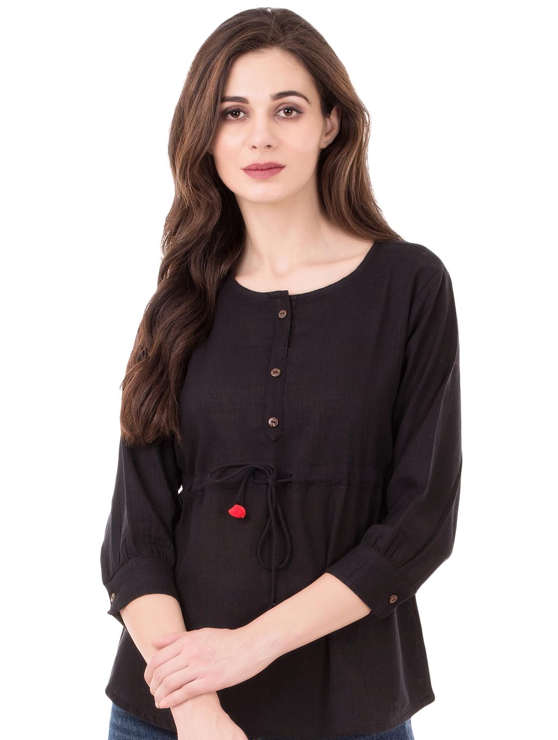 pom-pom detail drawstring top - 16339716 - Zoom Image - 1
