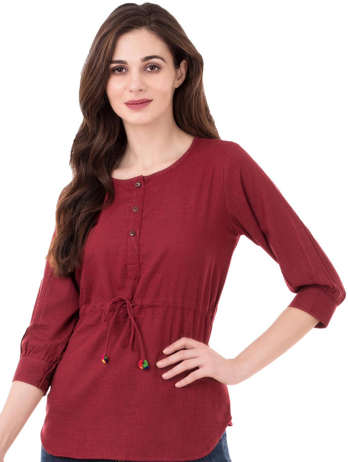 pom-pom detail drawstring top - 16339719 - Zoom Image - 1