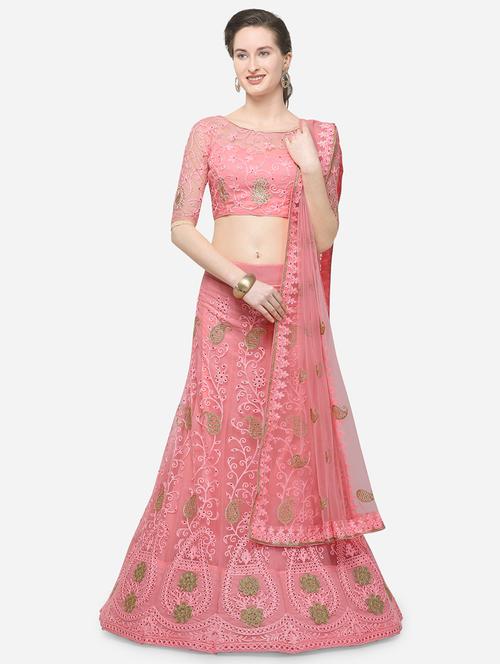 embroidered a-line lehenga - 16339835 - Very Small Image - 1