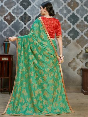 floral printed saree with blouse - 16340553 - Standard Image - 2