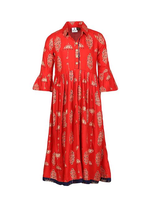 red cotton regular kurti - 16340754 - Standard Image - 1