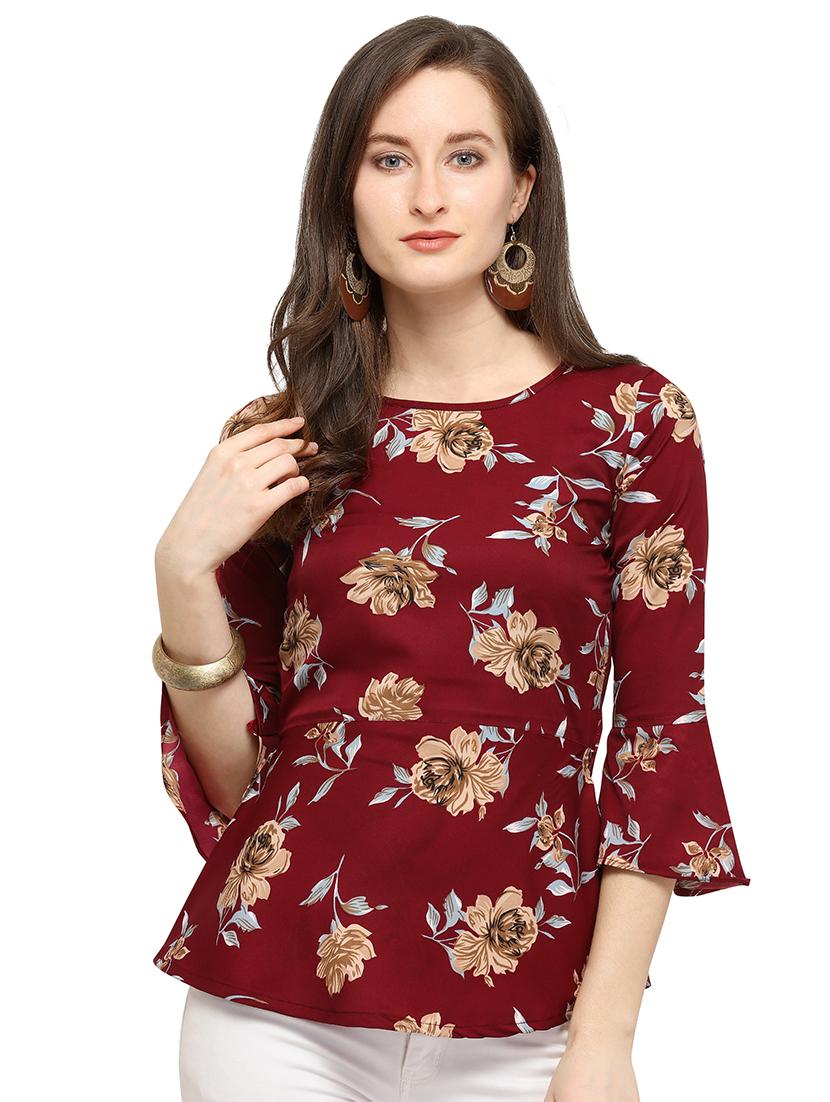 bell sleeved floral top - 16341445 - Zoom Image - 1