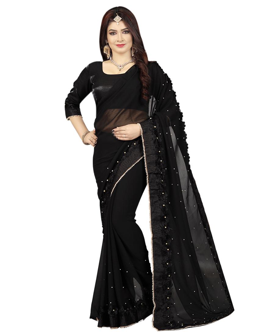 pearl embellished saree with blouse - 16341605 - Zoom Image - 1