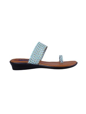 turquoise one toe wedges - 16341965 - Standard Image - 2