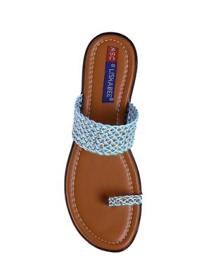 turquoise one toe wedges - 16341965 - Standard Image - 4
