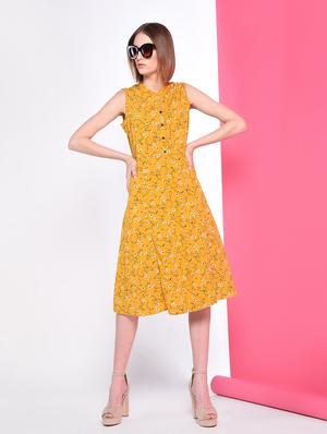 button detail floral a-line dress - 16341979 - Standard Image - 2