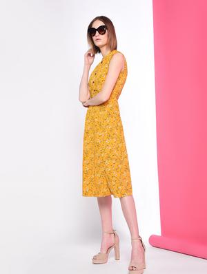 button detail floral a-line dress - 16341979 - Standard Image - 3