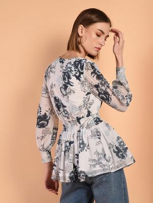 smocked detail floral top - 16342207 - Standard Image - 4