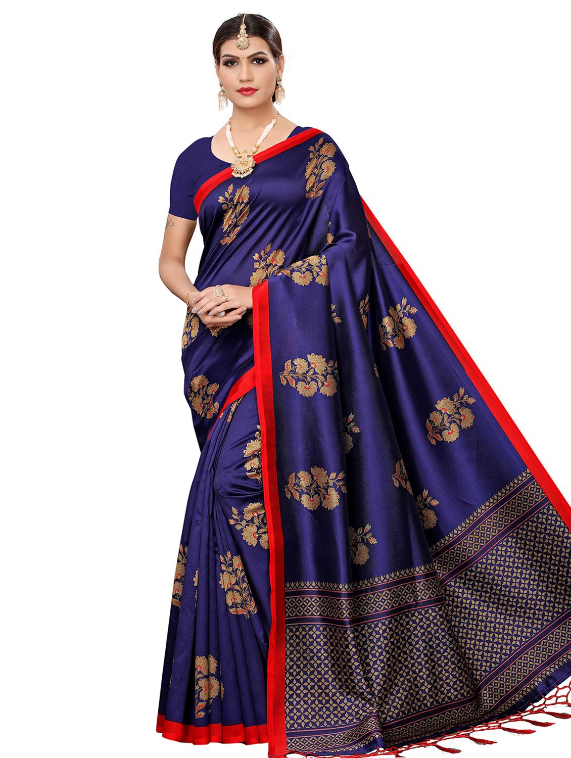 Floral mysore silk saree with blouse - 16343011 - Zoom Image - 1