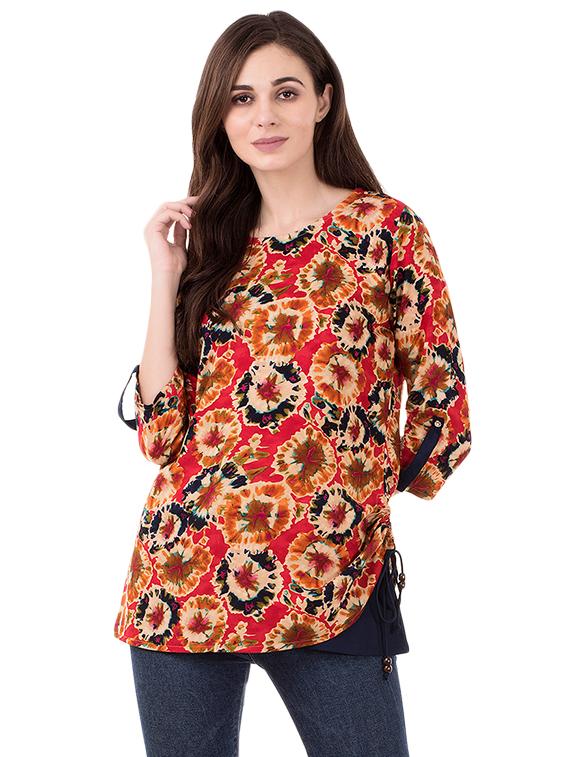 side tie knot ruched top - 16343472 - Zoom Image - 1