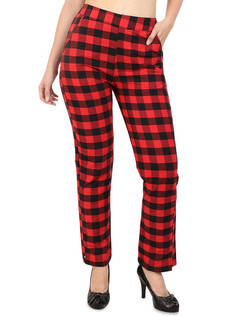 high rise checkered trouser - 16343481 - Zoom Image - 1