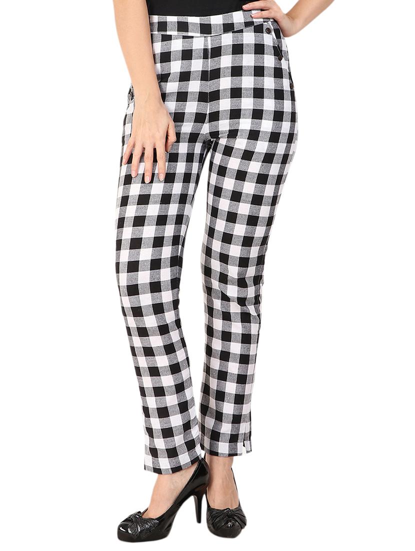 high rise checkered trouser - 16343482 - Zoom Image - 1