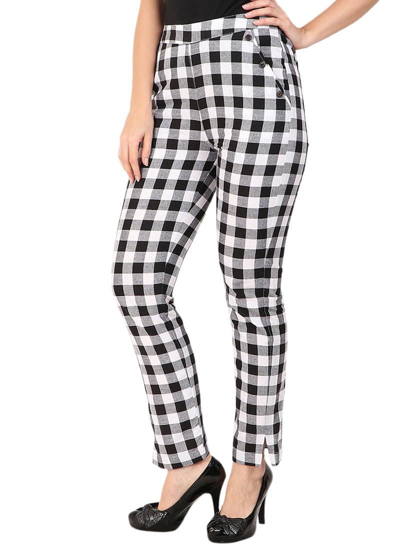 high rise checkered trouser - 16343482 - Zoom Image - 2
