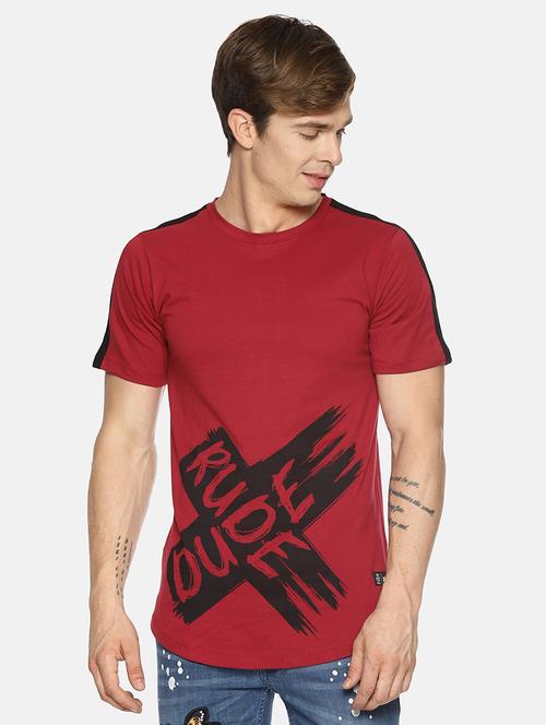 red front print t-shirt - 16345403 - Standard Image - 1