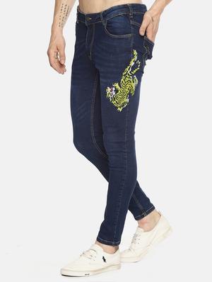 blue light washed patched jeans - 16345566 - Standard Image - 2