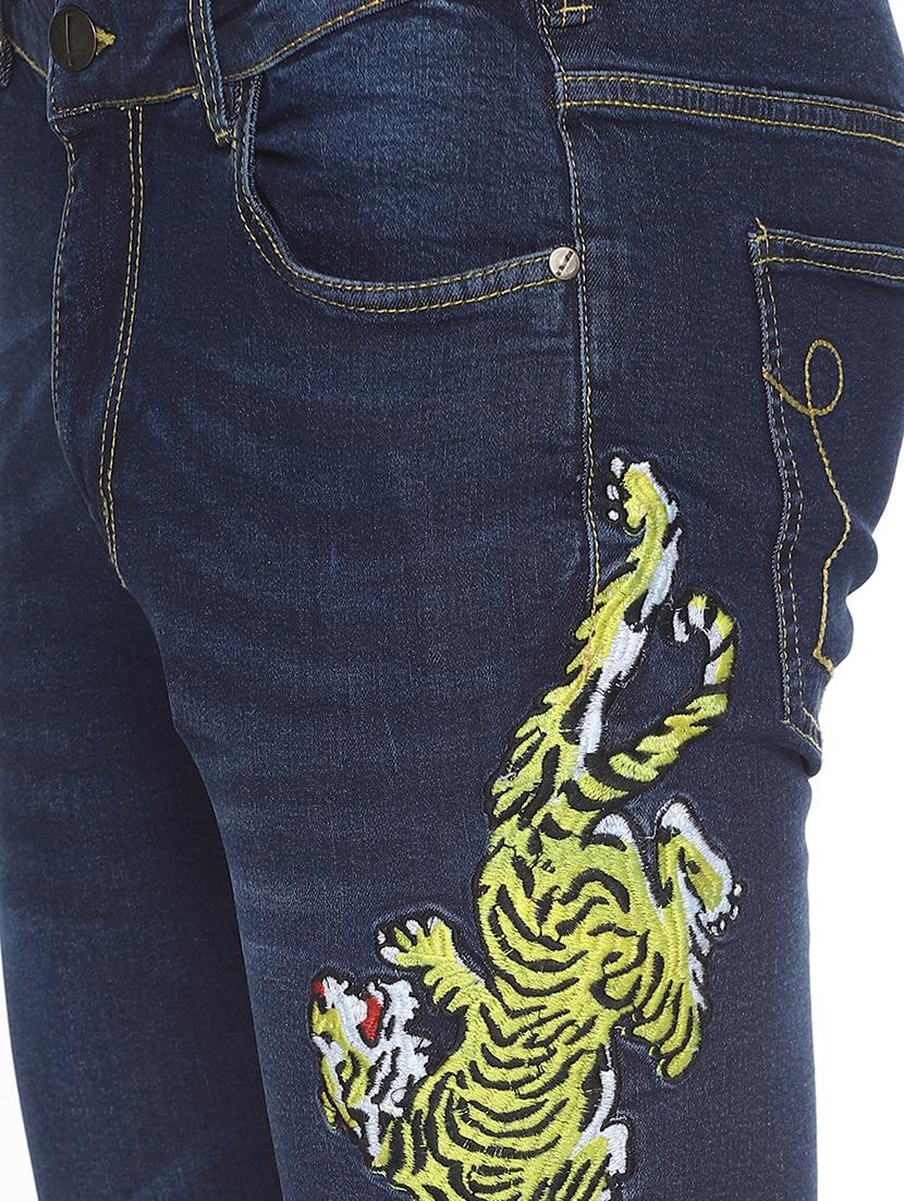 blue light washed patched jeans - 16345566 - Zoom Image - 5